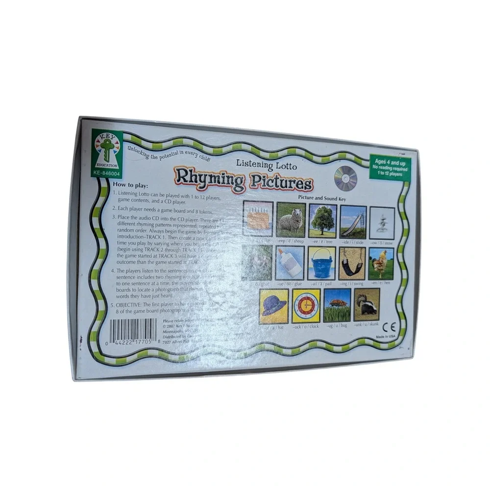 Key Education Listening Lotto Rhyming Pictures Game Kids OS Multicolor Good CD